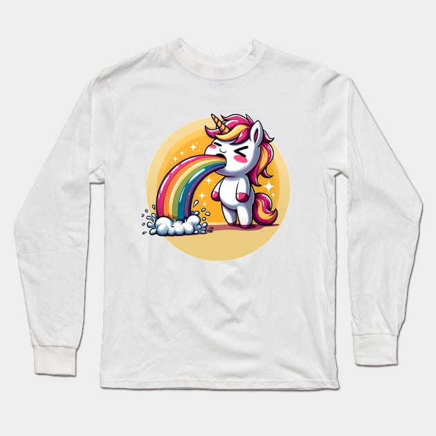 Cute Puking Unicorn Long Sleeve T-Shirt by Infinitee Shirts